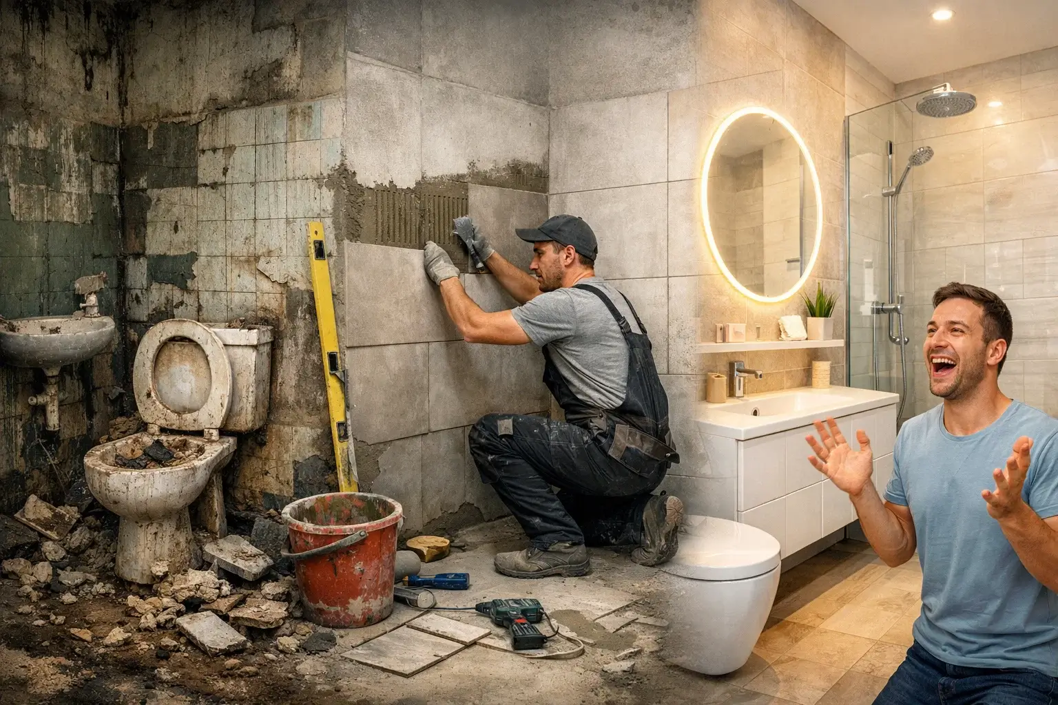 уборка ванной после ремонта до и после